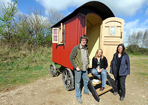 Tracy Chevalier with shepherds hut